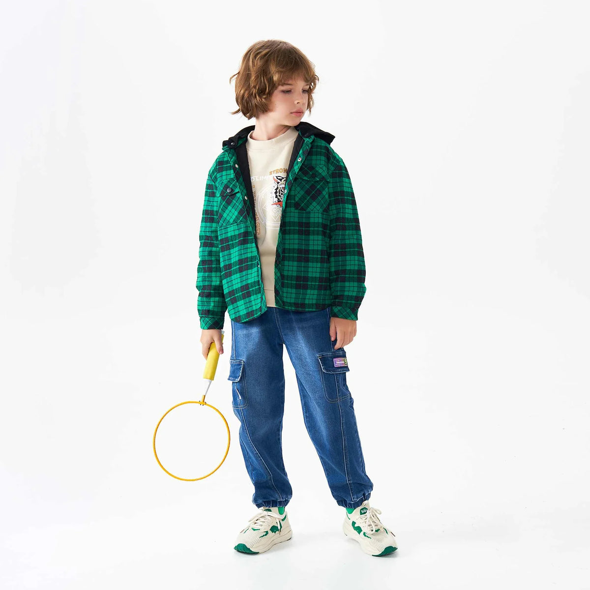 checked fashion jacket for boys image