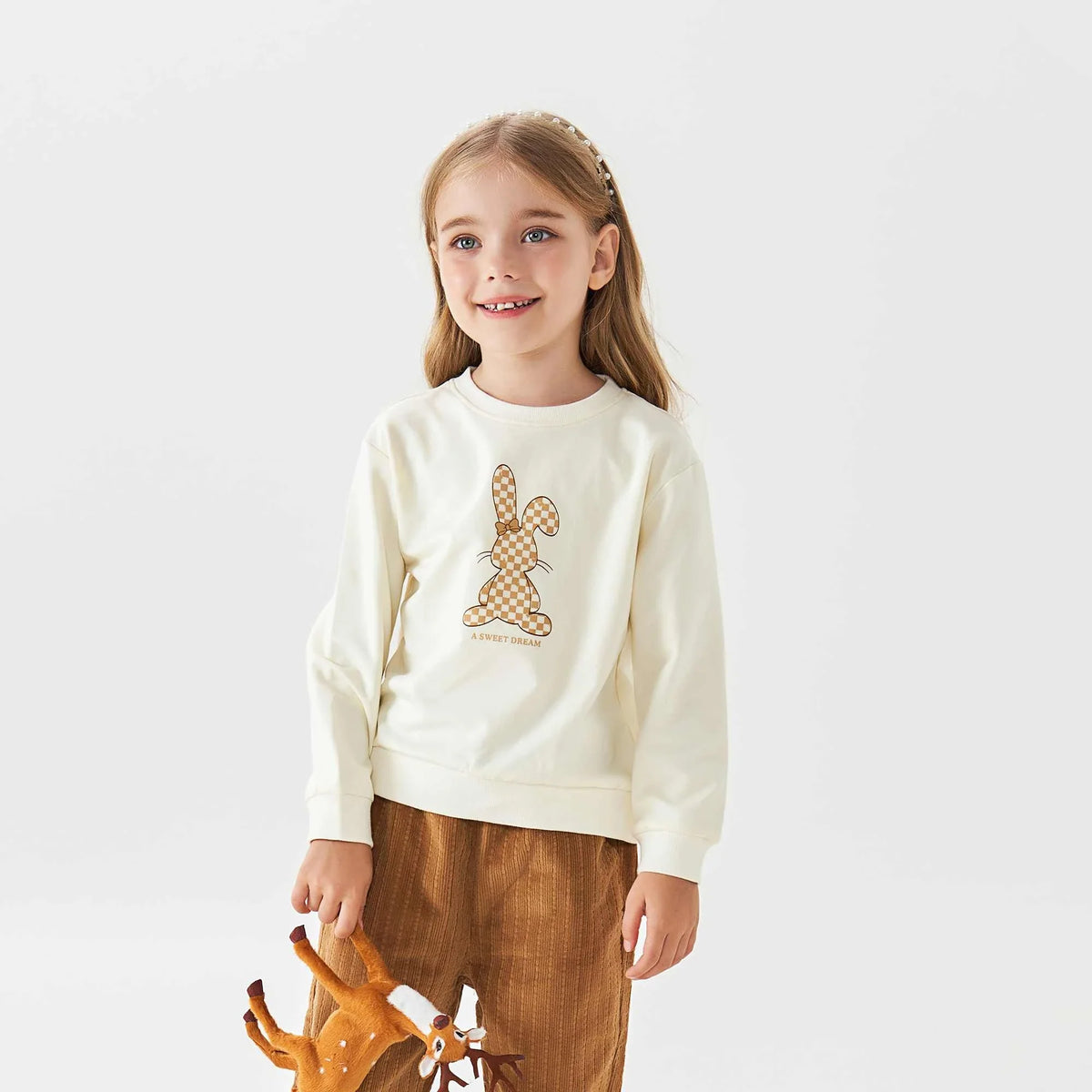 Printed Fashion Pullover For Girls 90 | 24M Light Beige 90 | 24M,36,64.4,32, Image