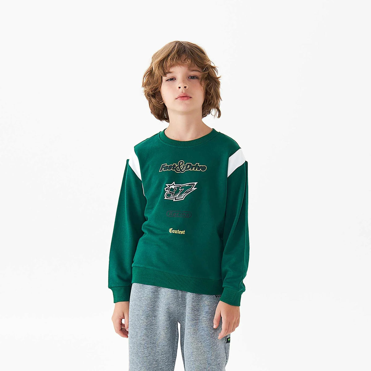 Printed Fashion Pullover For Boys 100 | 3Y Green 100 | 3Y,40.6,70.8,32.5, Image