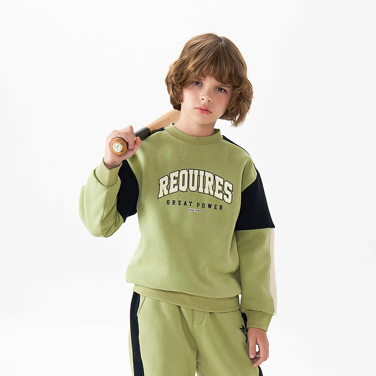 Color-Blocked Fashion Pullover For Boys 100 | 3Y Army Green 100 | 3Y,41.1,73.8,32.5, Image