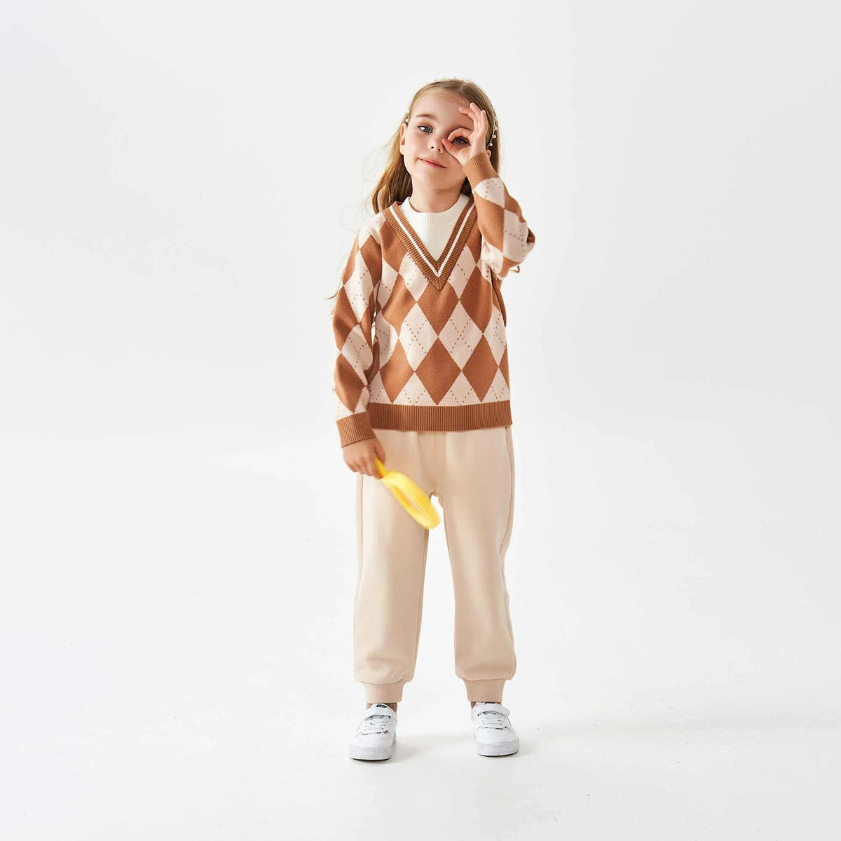 Checked Fashion Sweater For Girls Image