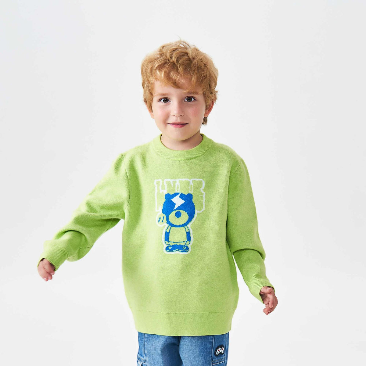 Prominent Print Fashion Sweater For Boys 90 | 24M Green 90 | 24M,39.5,66,32, Image