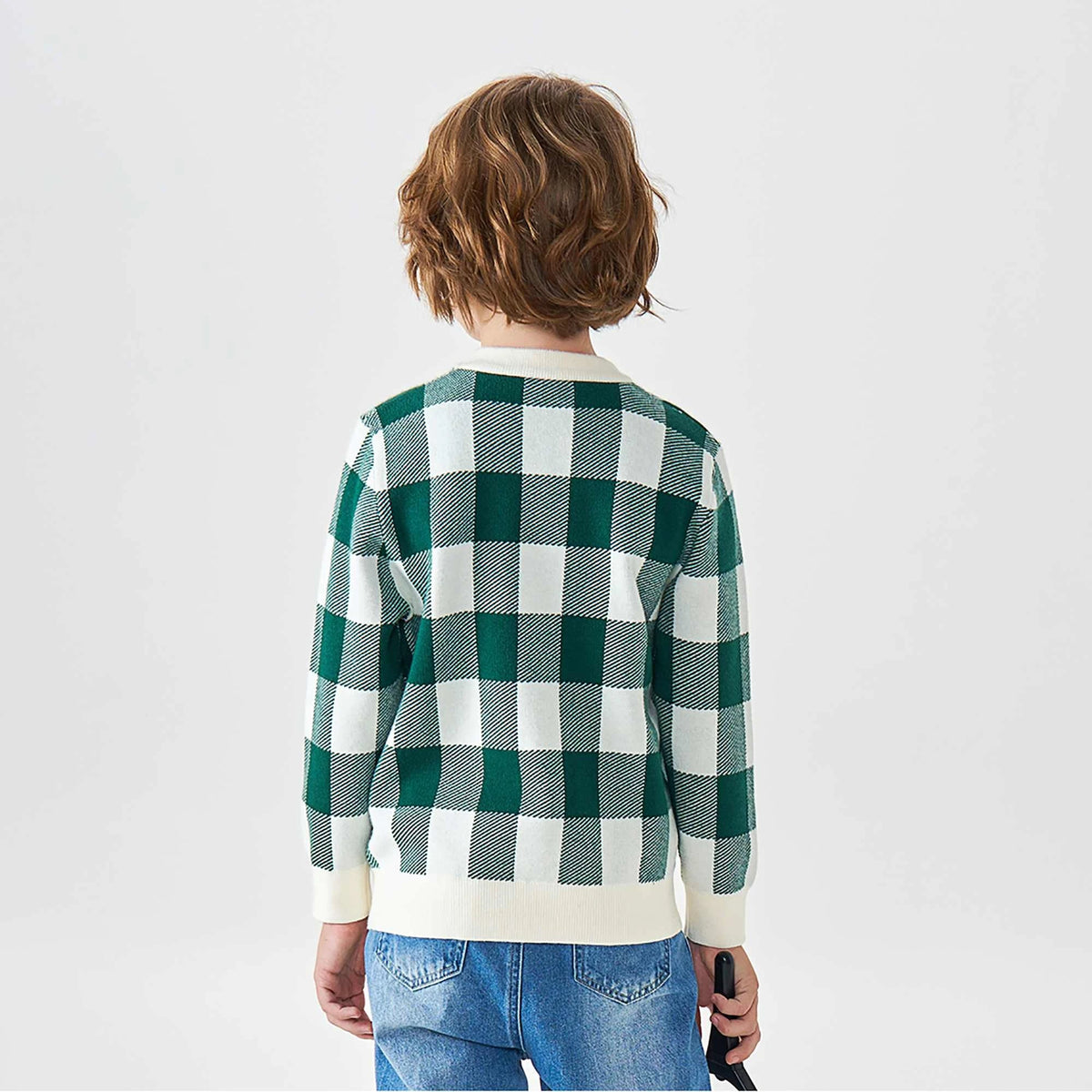 checked fashion sweater for boys image